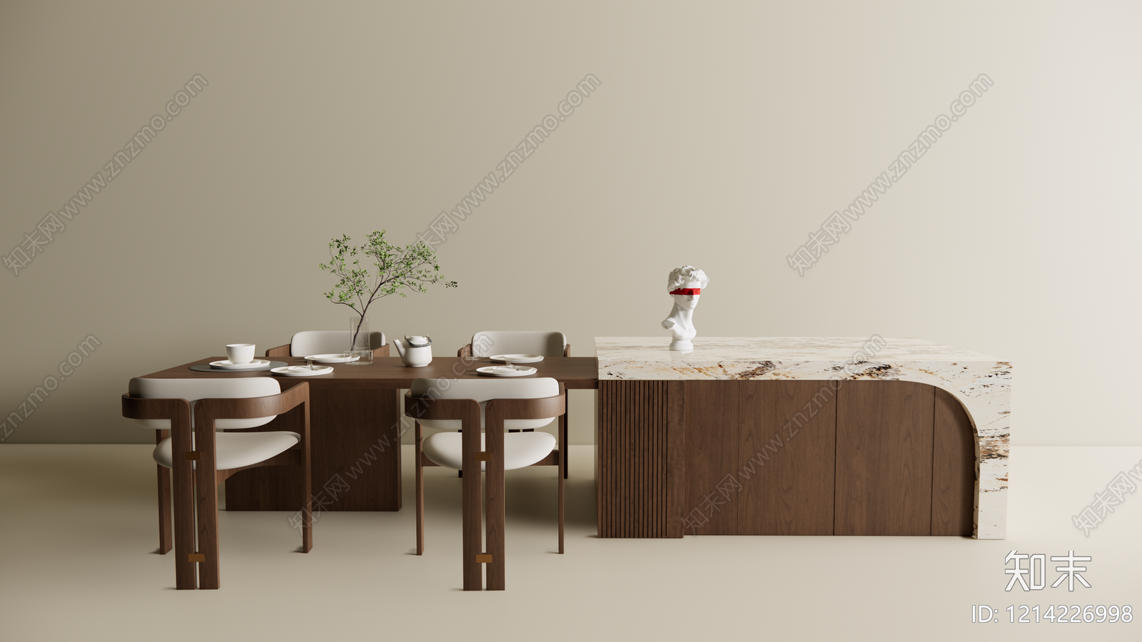现代简约餐桌椅3D模型下载【ID:1214226998】
