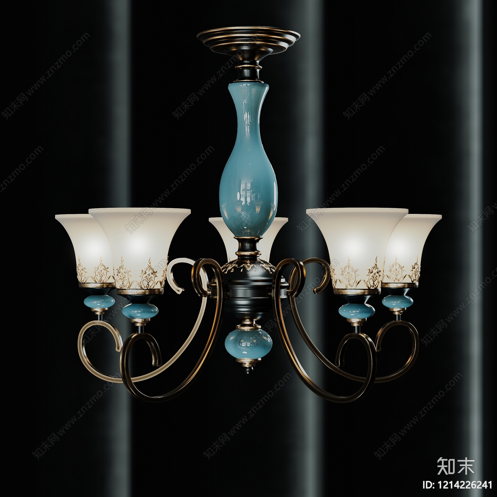 欧式客厅吊灯SU模型下载【ID:1214226241】