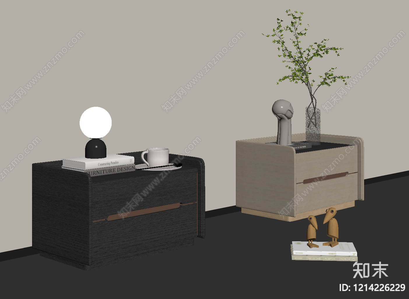 极简床头柜SU模型下载【ID:1214226229】