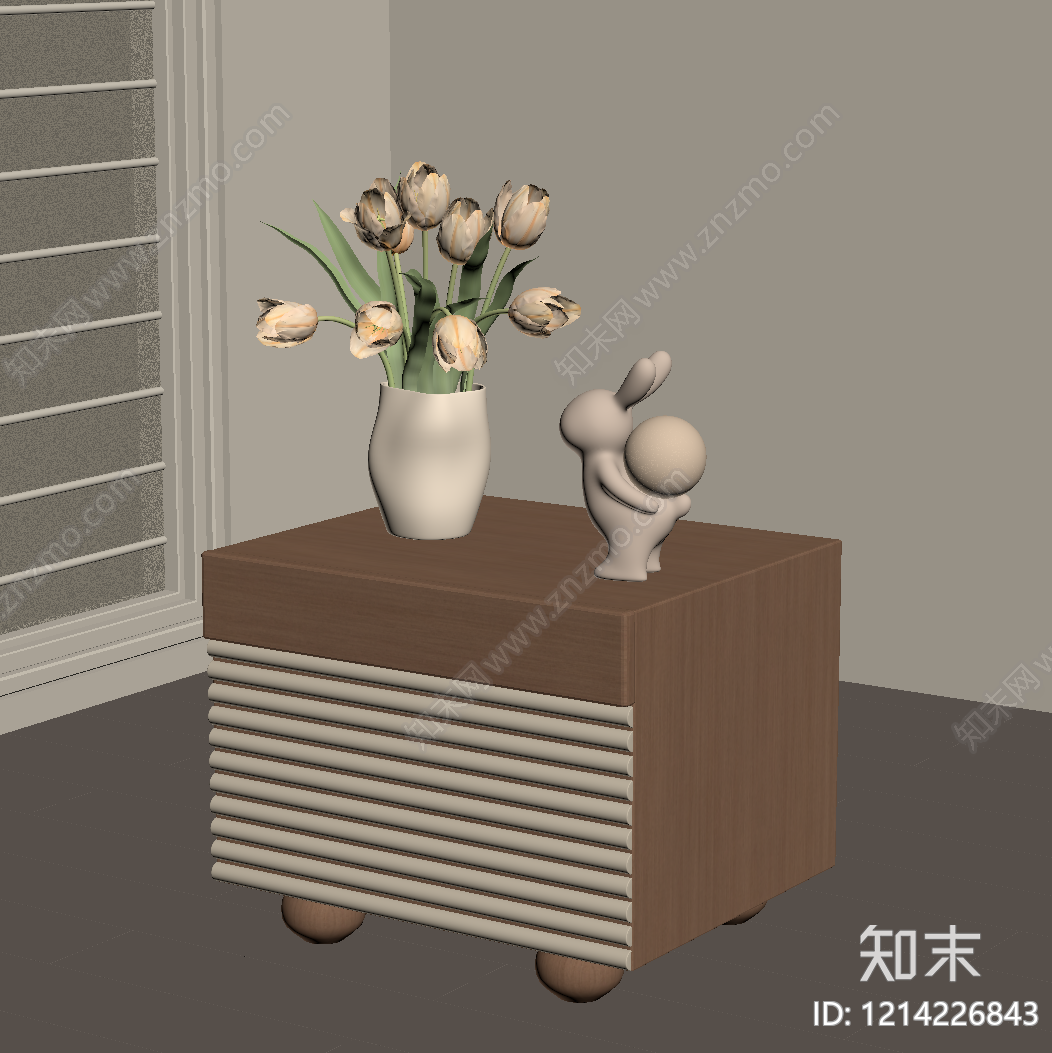 奶油风床头柜SU模型下载【ID:1214226843】