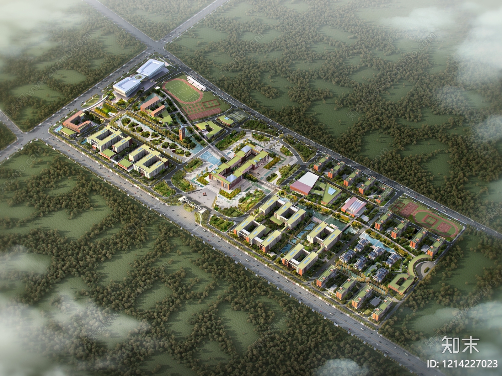 现代主义鸟瞰规划3D模型下载【ID:1214227023】