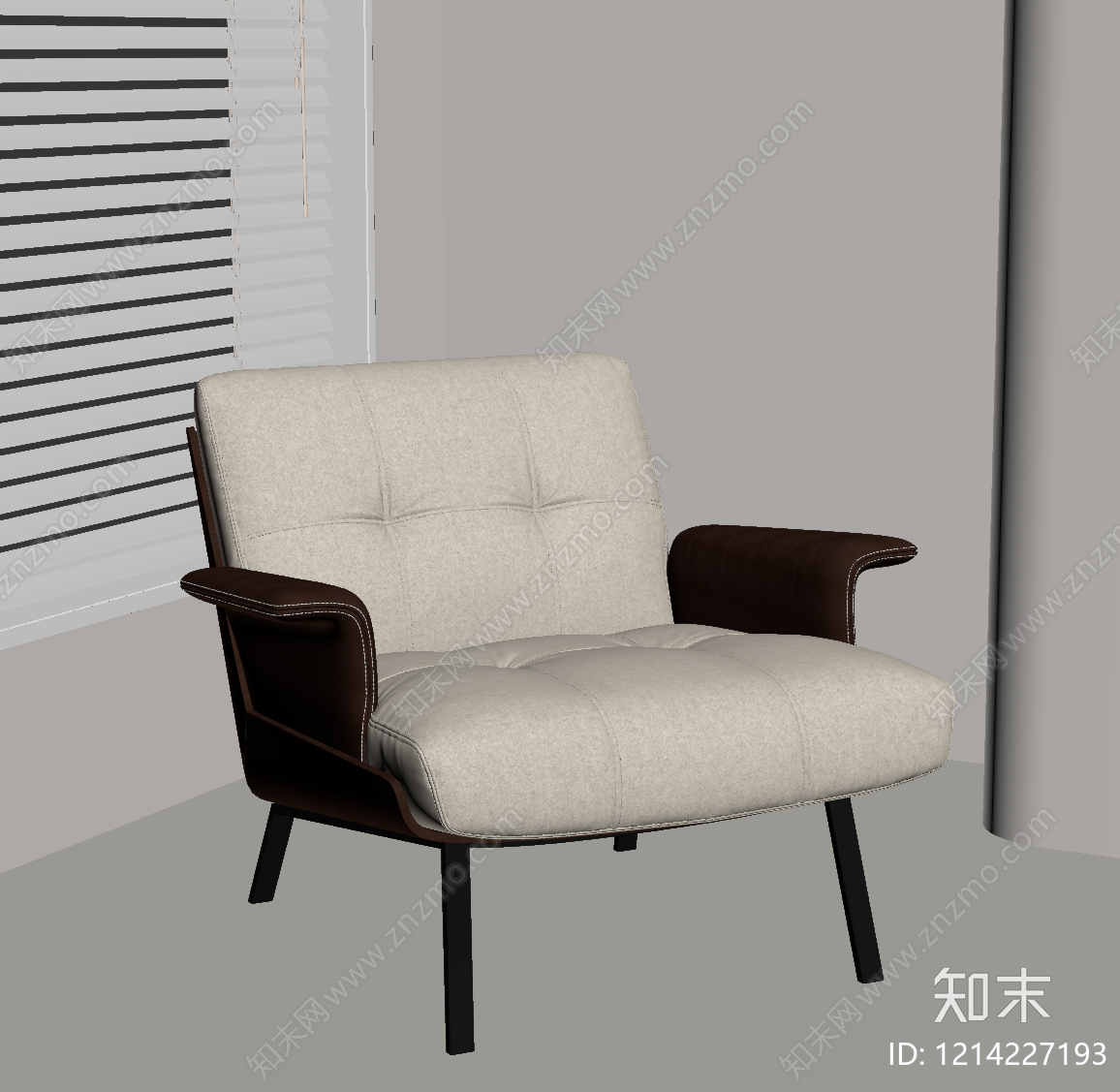 现代简约单人沙发SU模型下载【ID:1214227193】