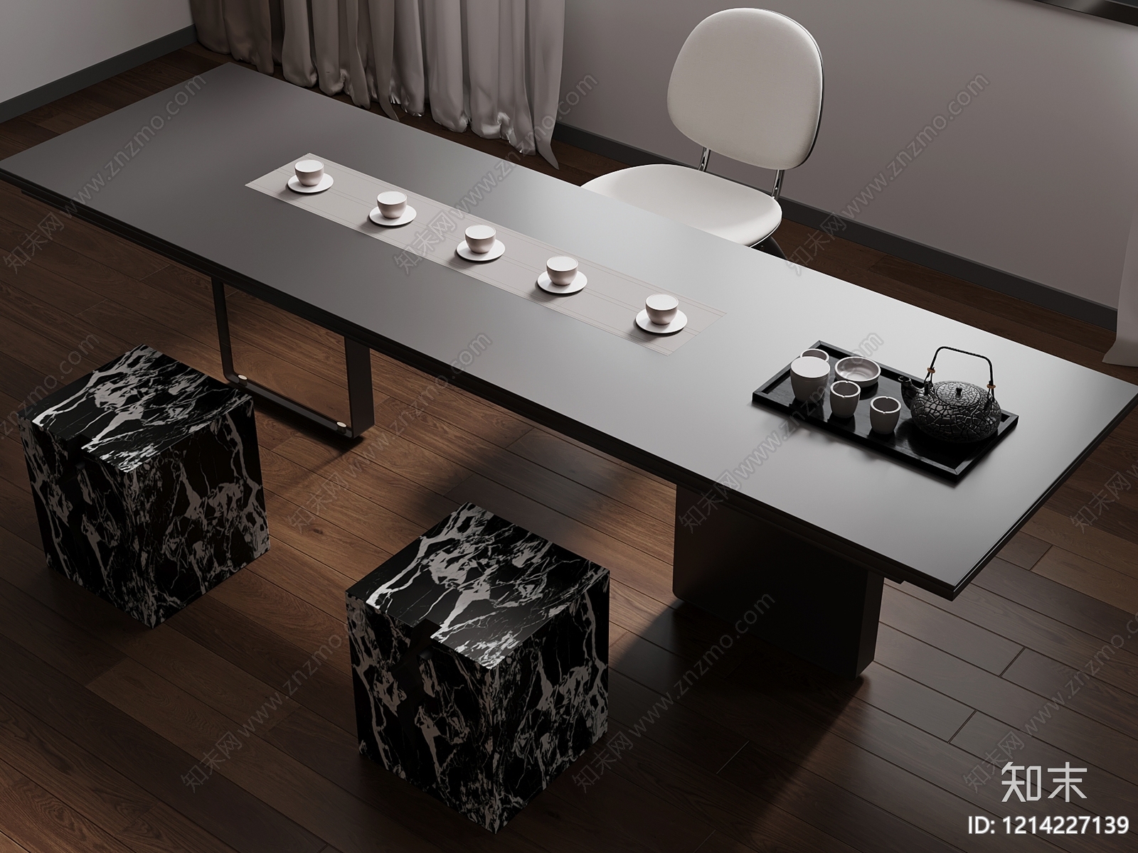 新中式茶桌椅3D模型下载【ID:1214227139】