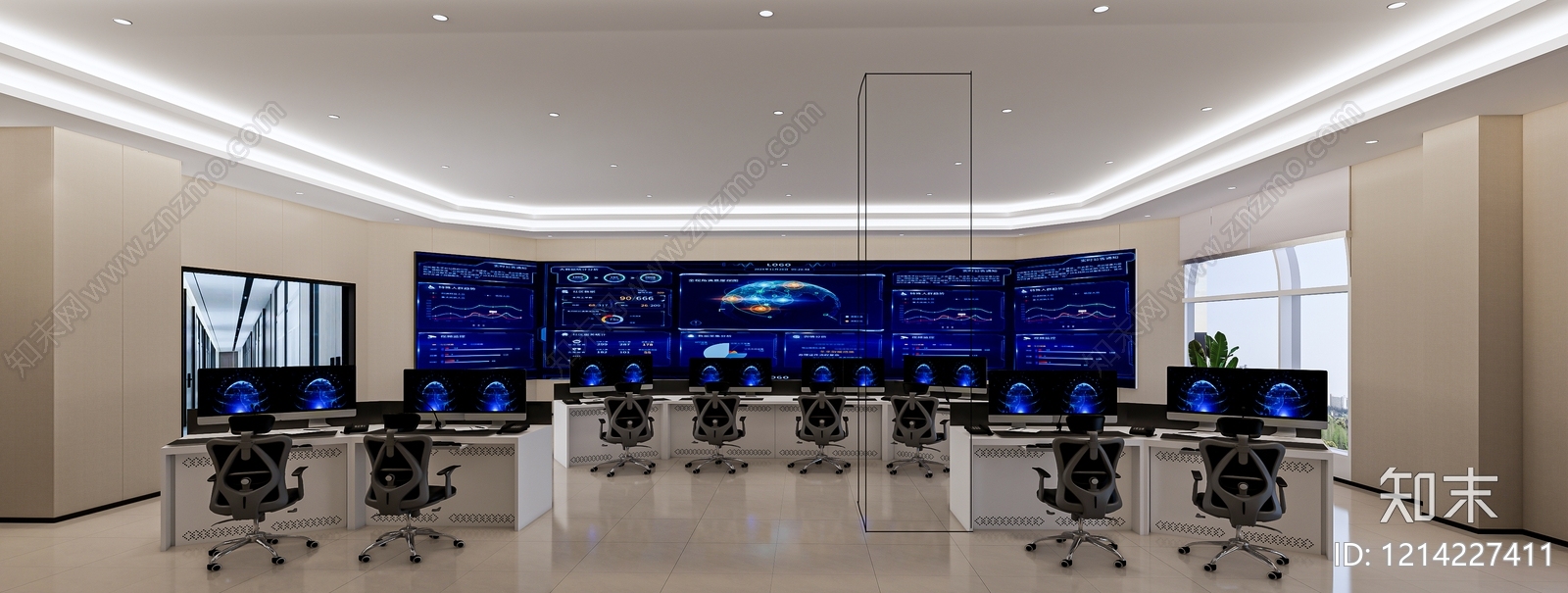 现代简约办公室SU模型下载【ID:1214227411】