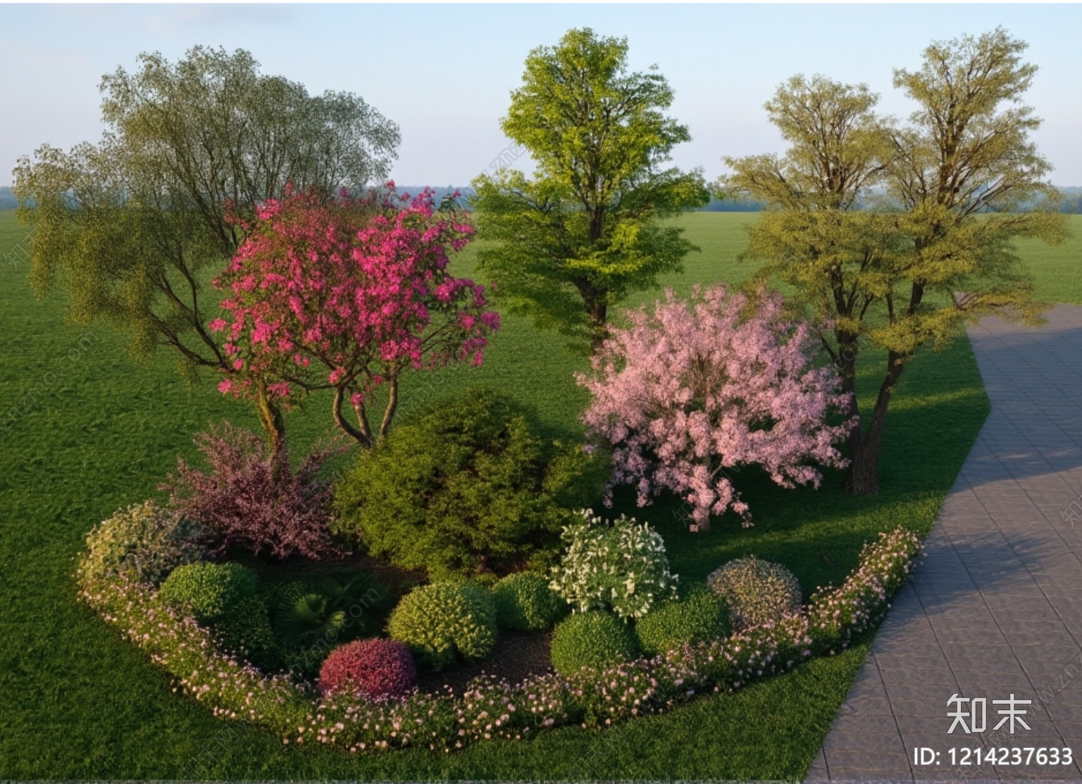 新中式景观别墅庭院SU模型下载【ID:1214237633】