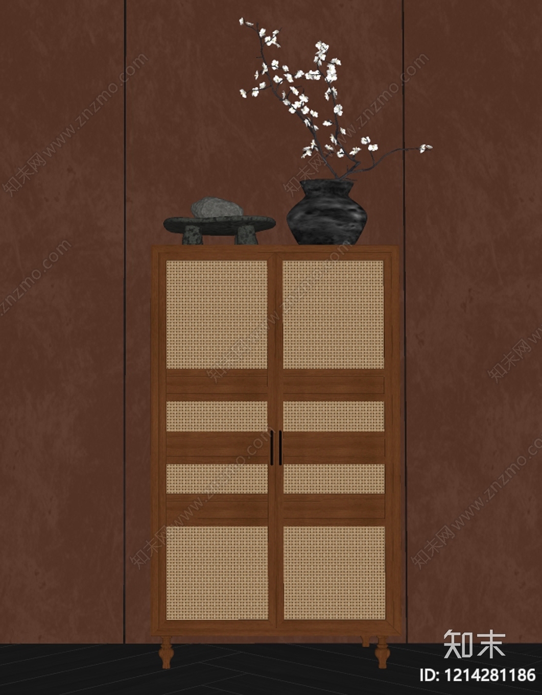 新中式餐边柜SU模型下载【ID:1214281186】