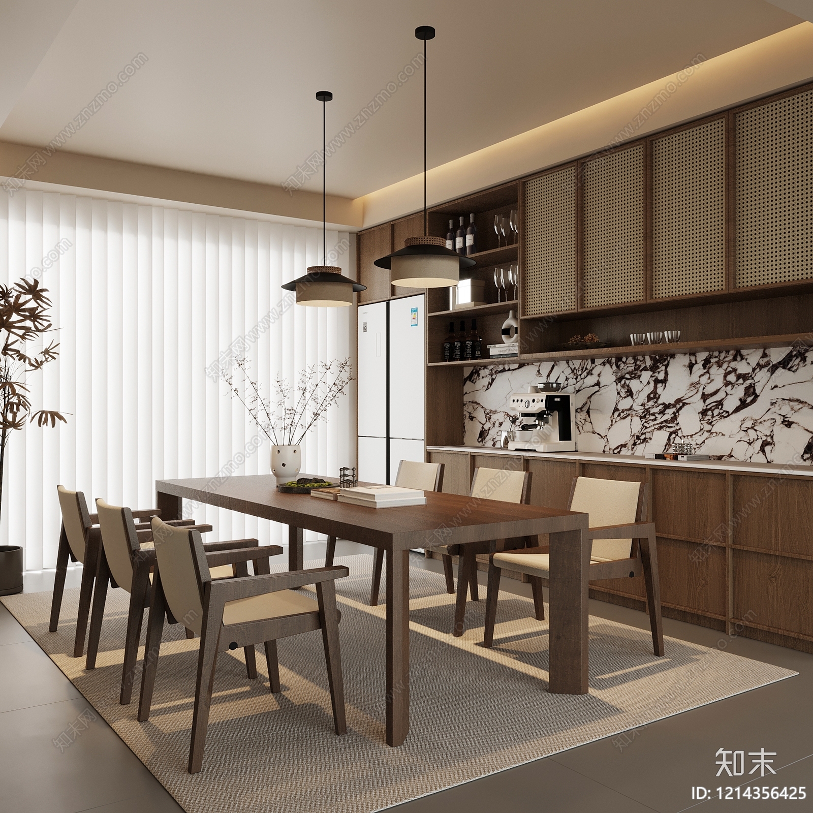 日式家居餐厅3D模型下载【ID:1214356425】
