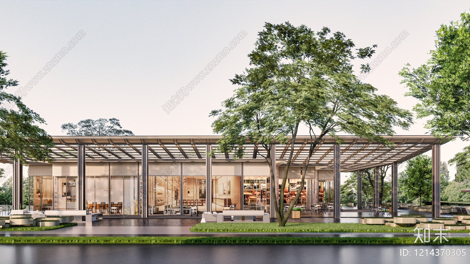 现代简约商业街SU模型下载【ID:1214370305】