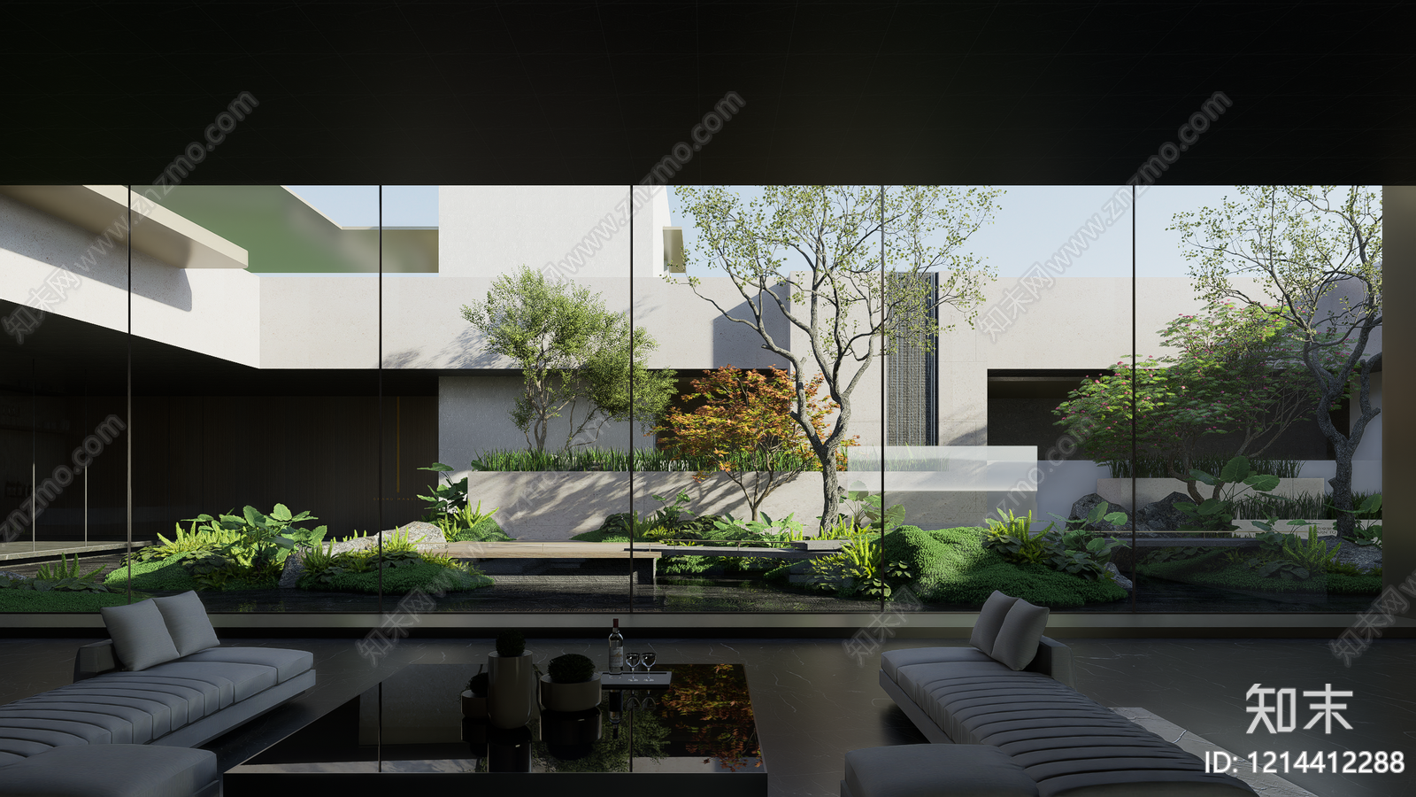 新中式景观庭院小品SU模型下载【ID:1214412288】
