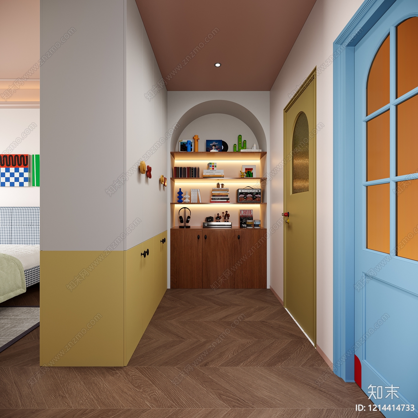 马卡龙风女孩房3D模型下载【ID:1214414733】