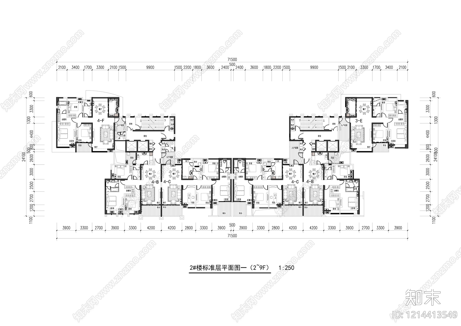 高层住宅cad施工图下载【ID:1214413549】