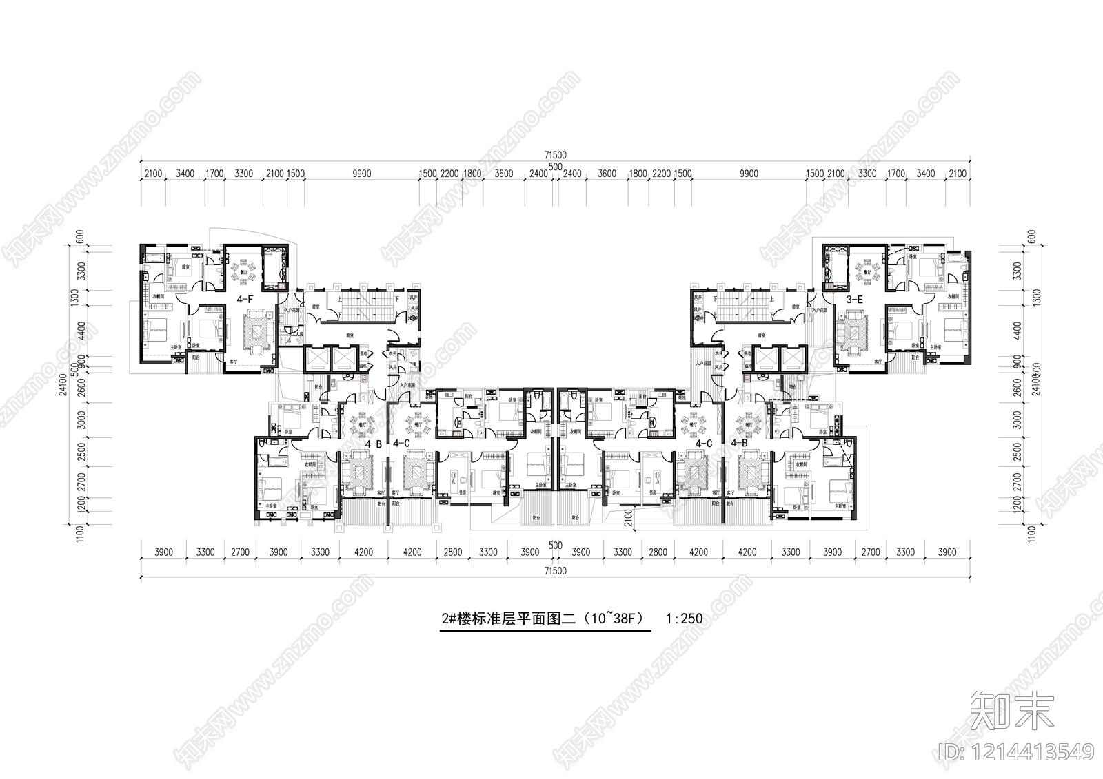 高层住宅cad施工图下载【ID:1214413549】