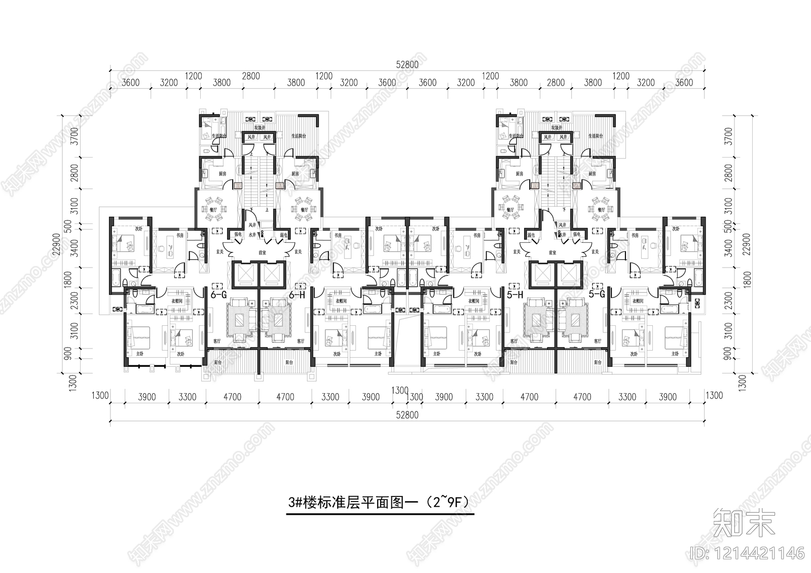 高层住宅cad施工图下载【ID:1214421146】
