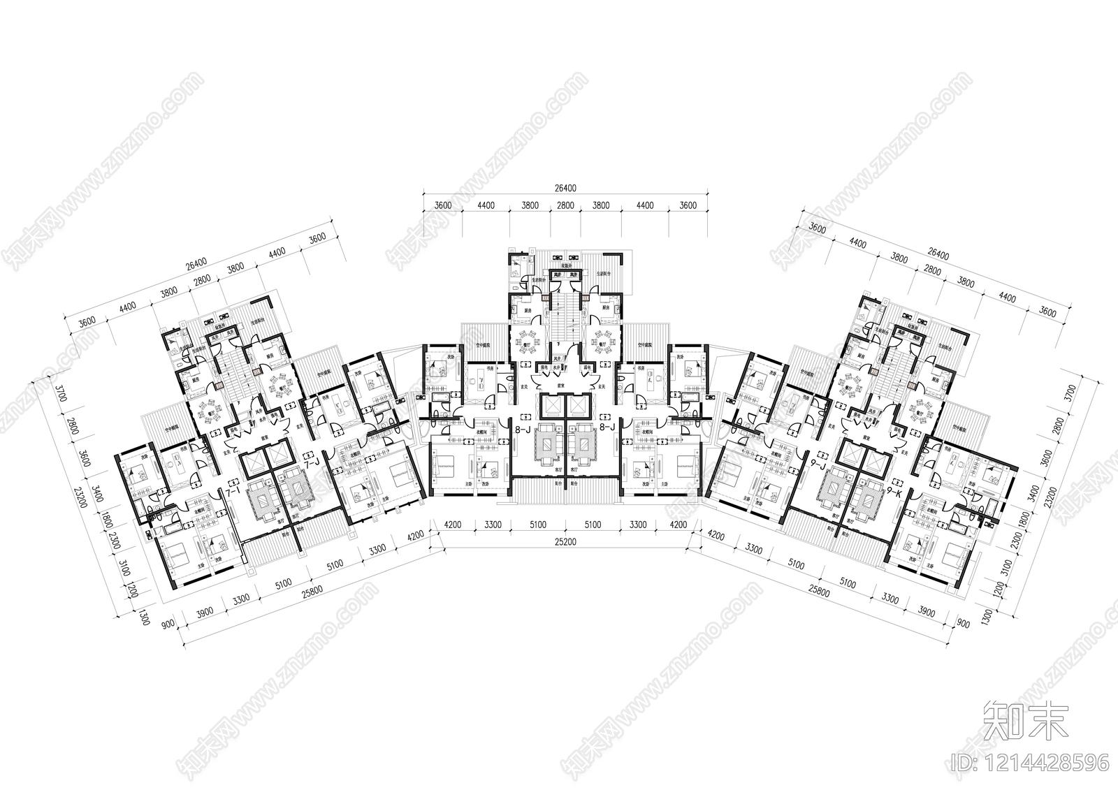 高层住宅cad施工图下载【ID:1214428596】