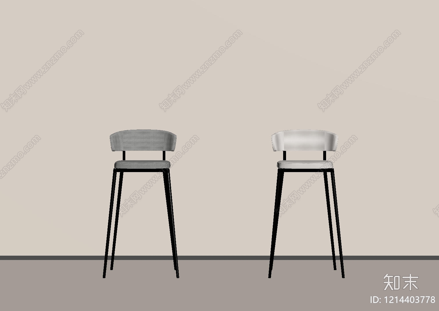 极简吧椅SU模型下载【ID:1214403778】