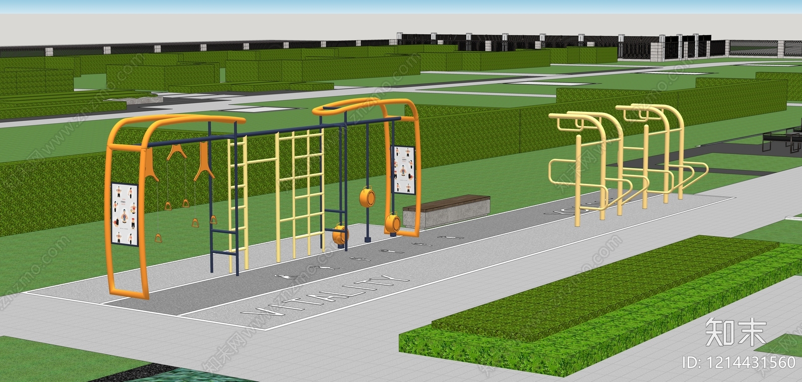 现代运动景观健身器材SU模型下载【ID:1214431560】