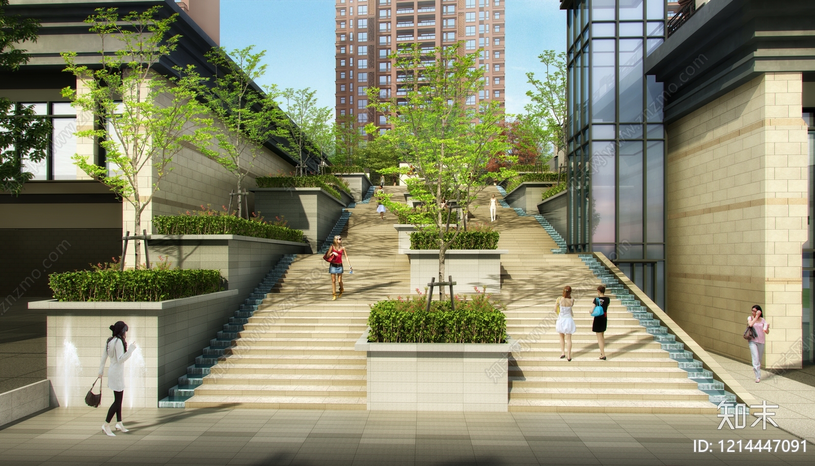 新中式台阶踏步3D模型下载【ID:1214447091】