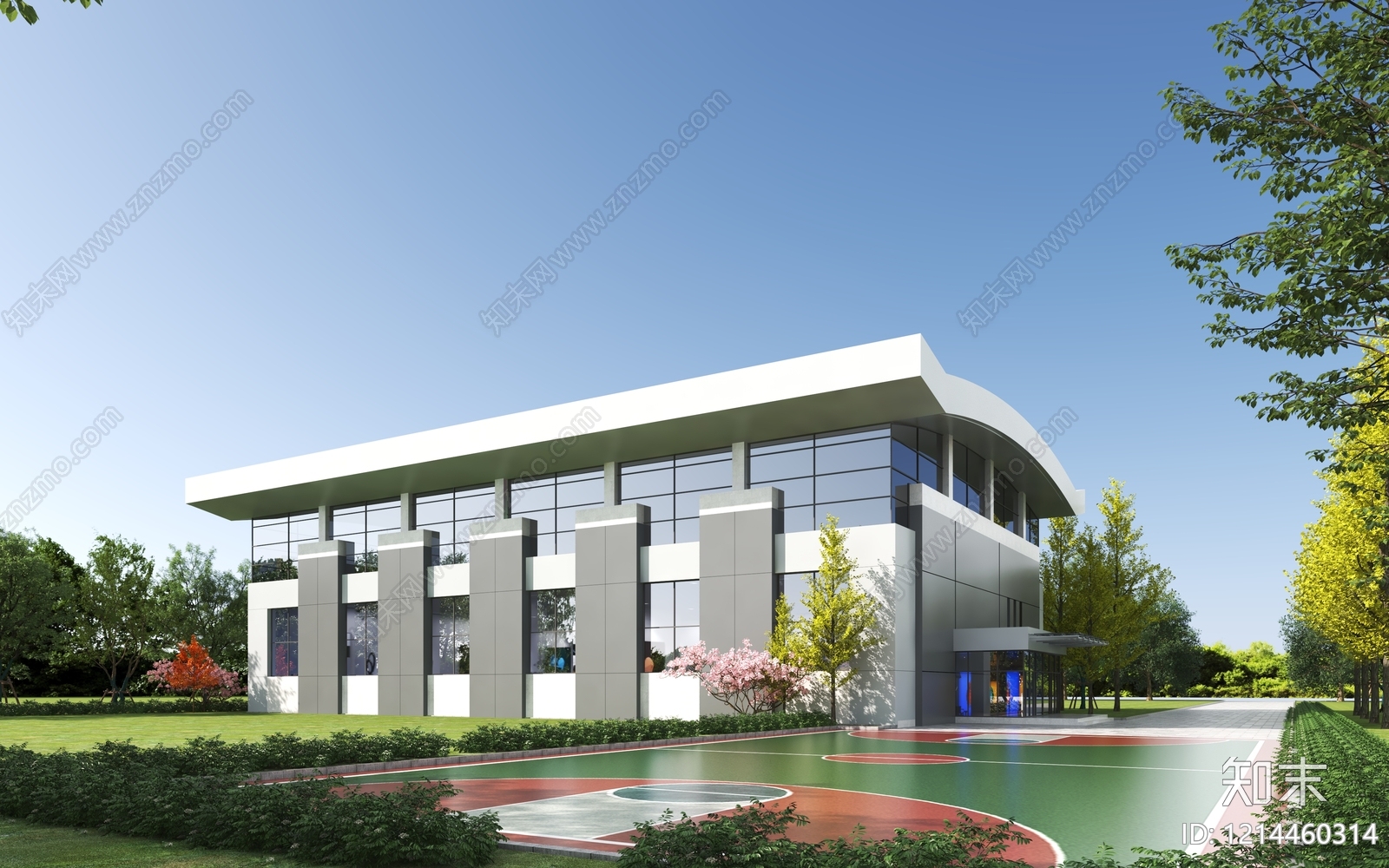 现代主义体育馆外观3D模型下载【ID:1214460314】
