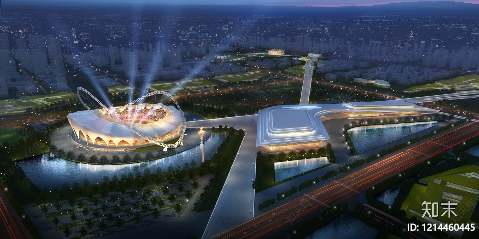 现代主义体育馆外观3D模型下载【ID:1214460445】