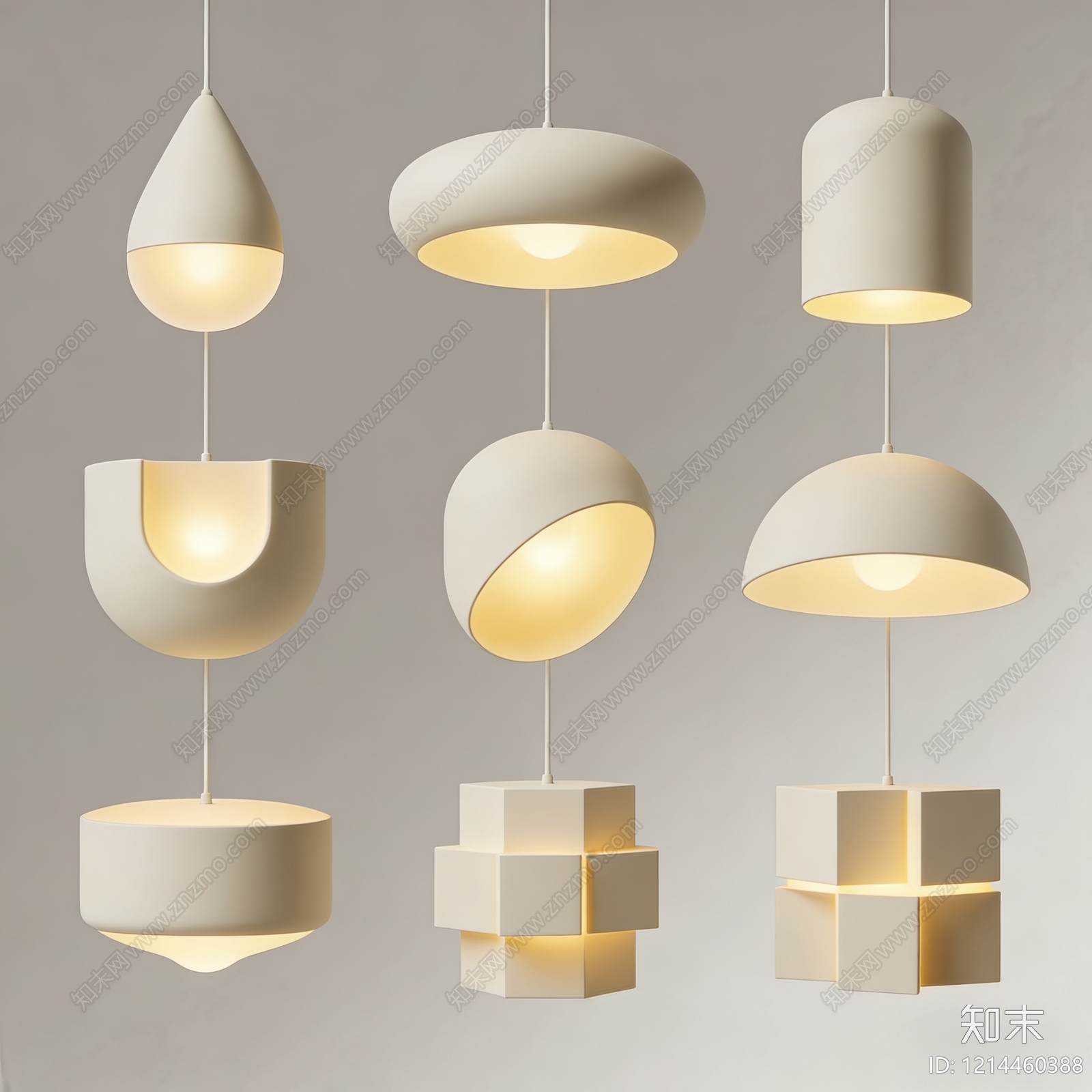 极简灯具组合3D模型下载【ID:1214460388】