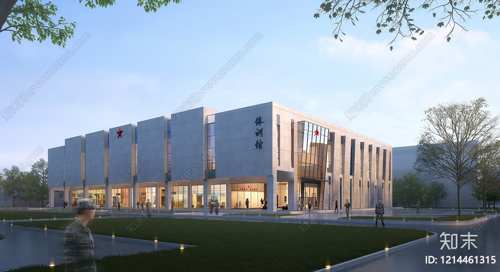 现代简约体育馆外观3D模型下载【ID:1214461315】