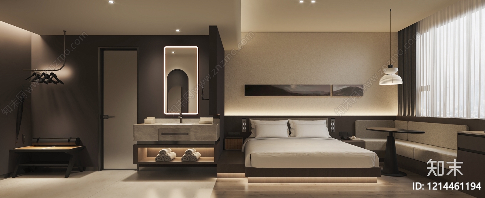 现代简约酒店客房3D模型下载【ID:1214461194】