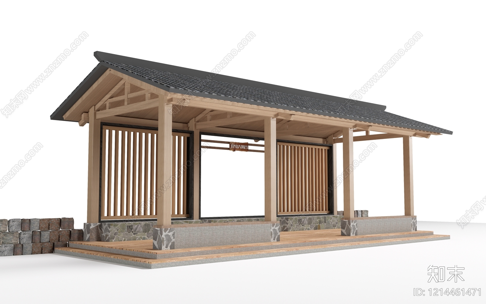 日式亭子SU模型下载【ID:1214461471】