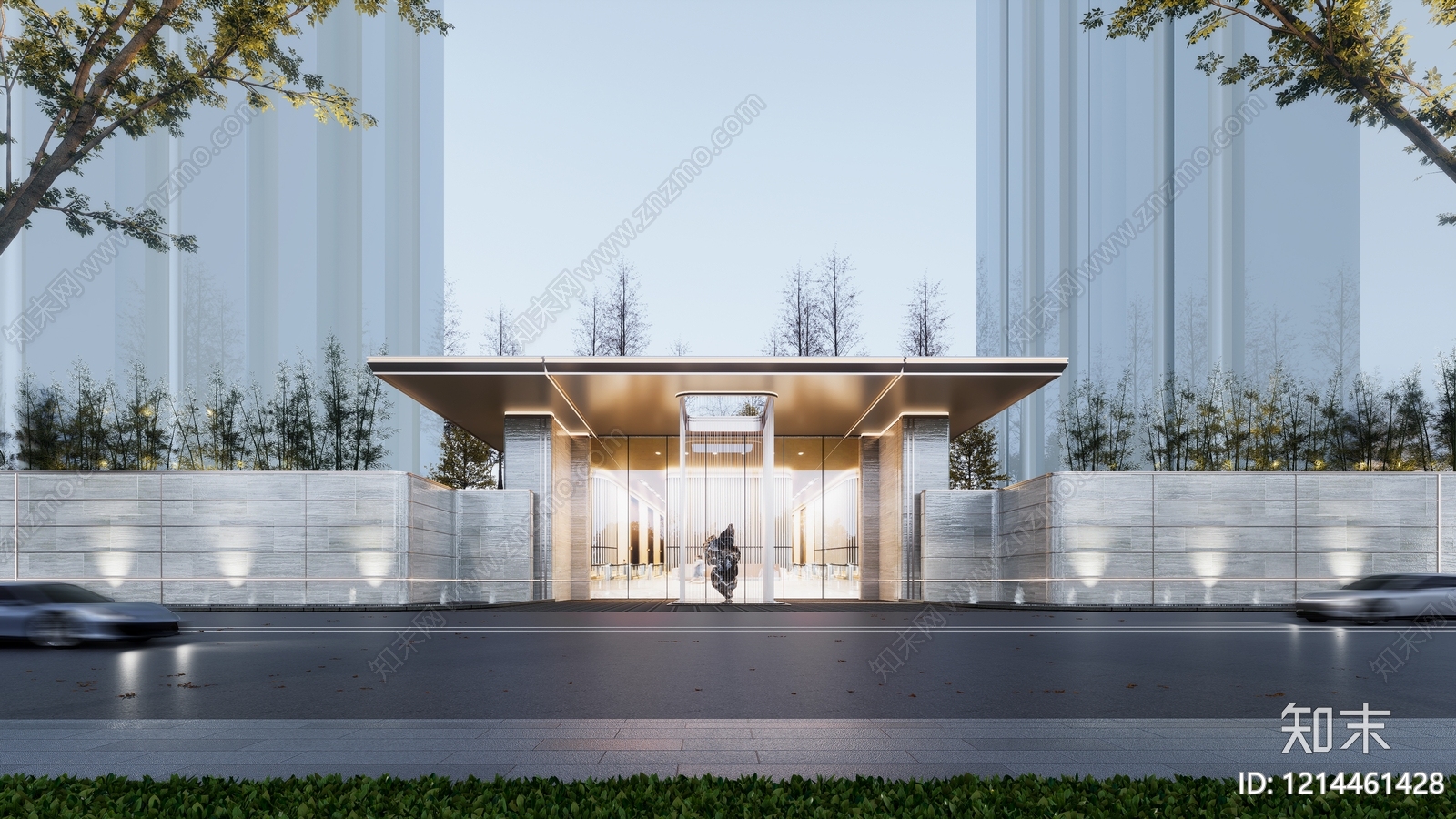 现代极简售楼处建筑SU模型下载【ID:1214461428】
