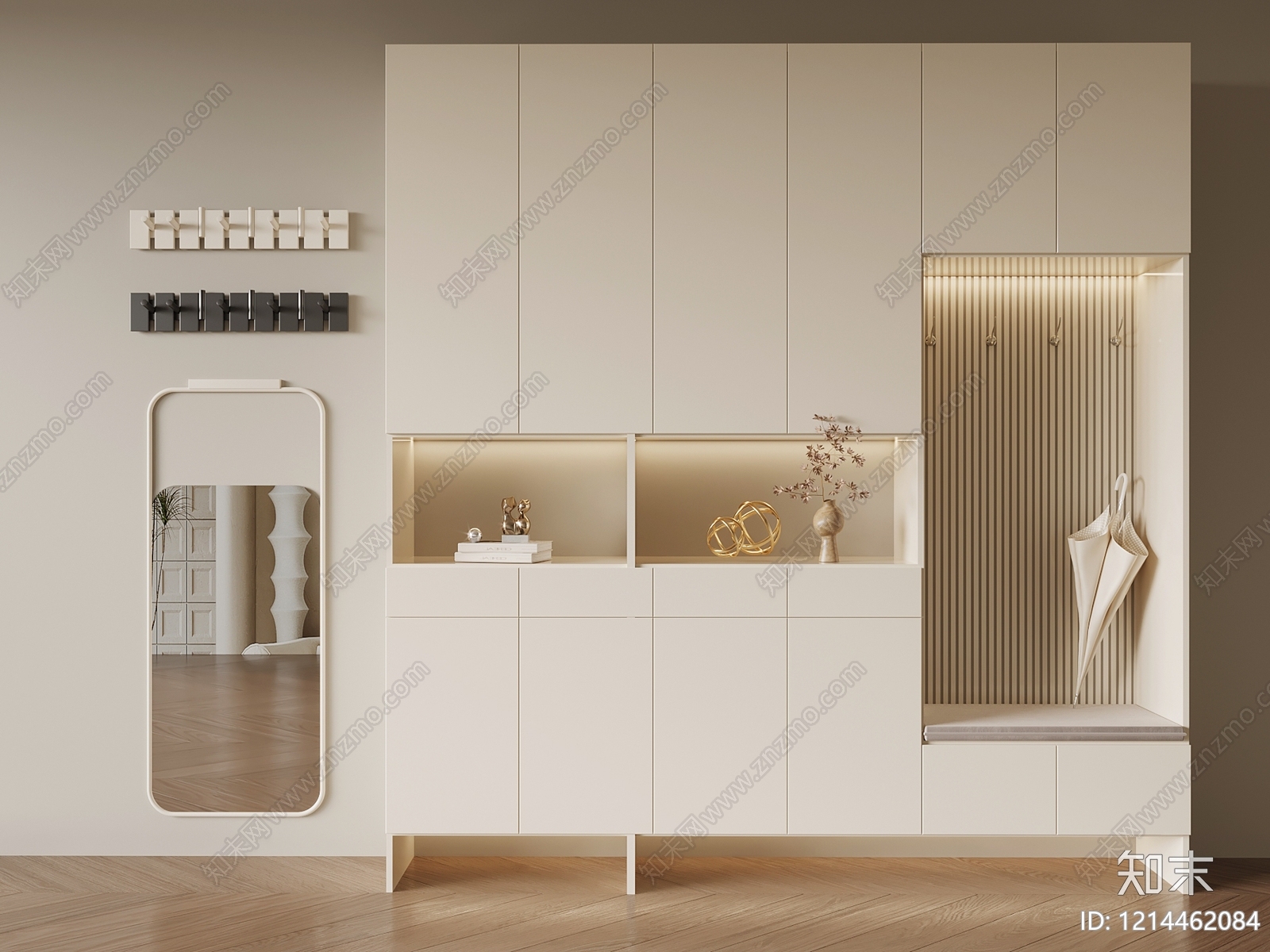 奶油风玄关3D模型下载【ID:1214462084】