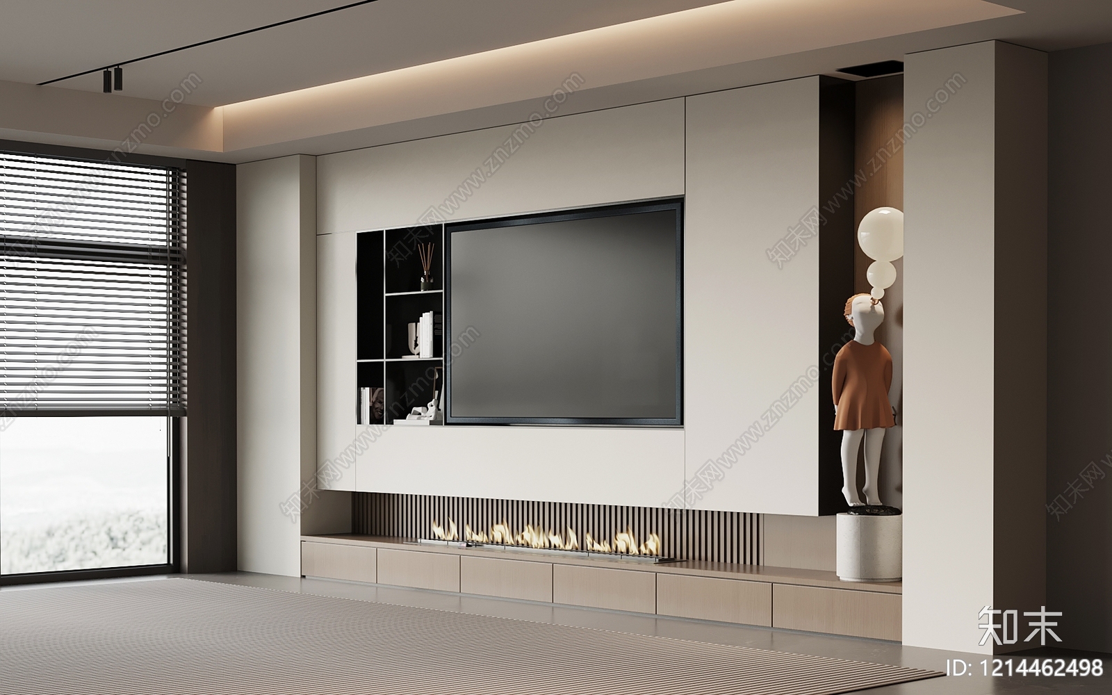 极简电视背景墙3D模型下载【ID:1214462498】