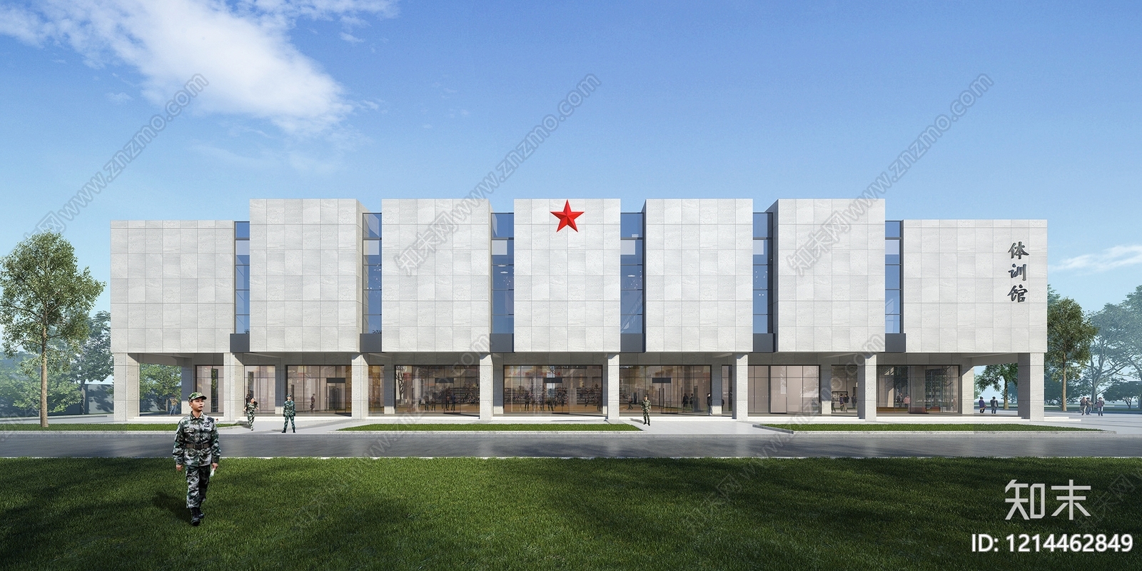 现代主义体育馆外观3D模型下载【ID:1214462849】