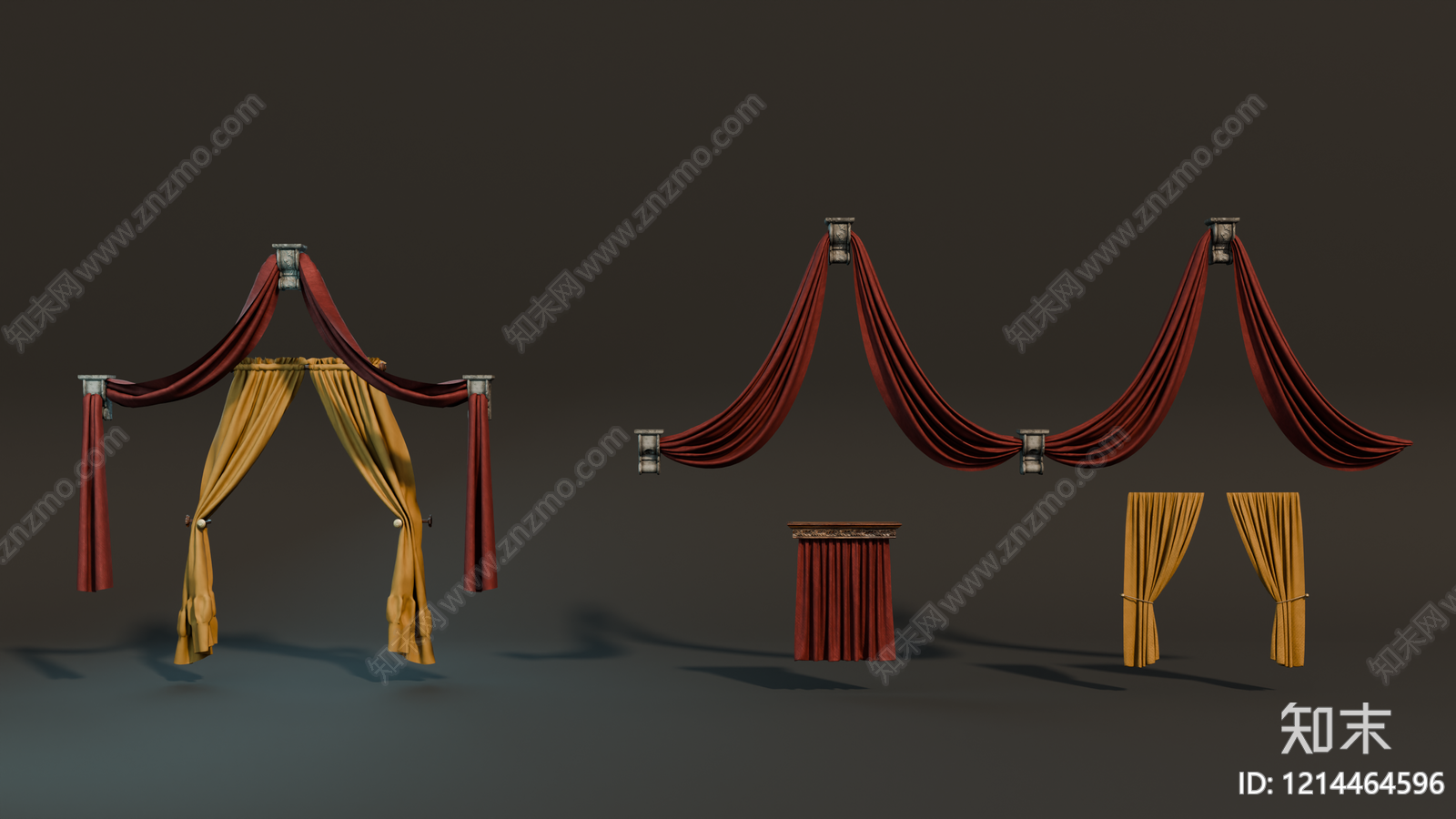 欧式古典窗帘SU模型下载【ID:1214464596】