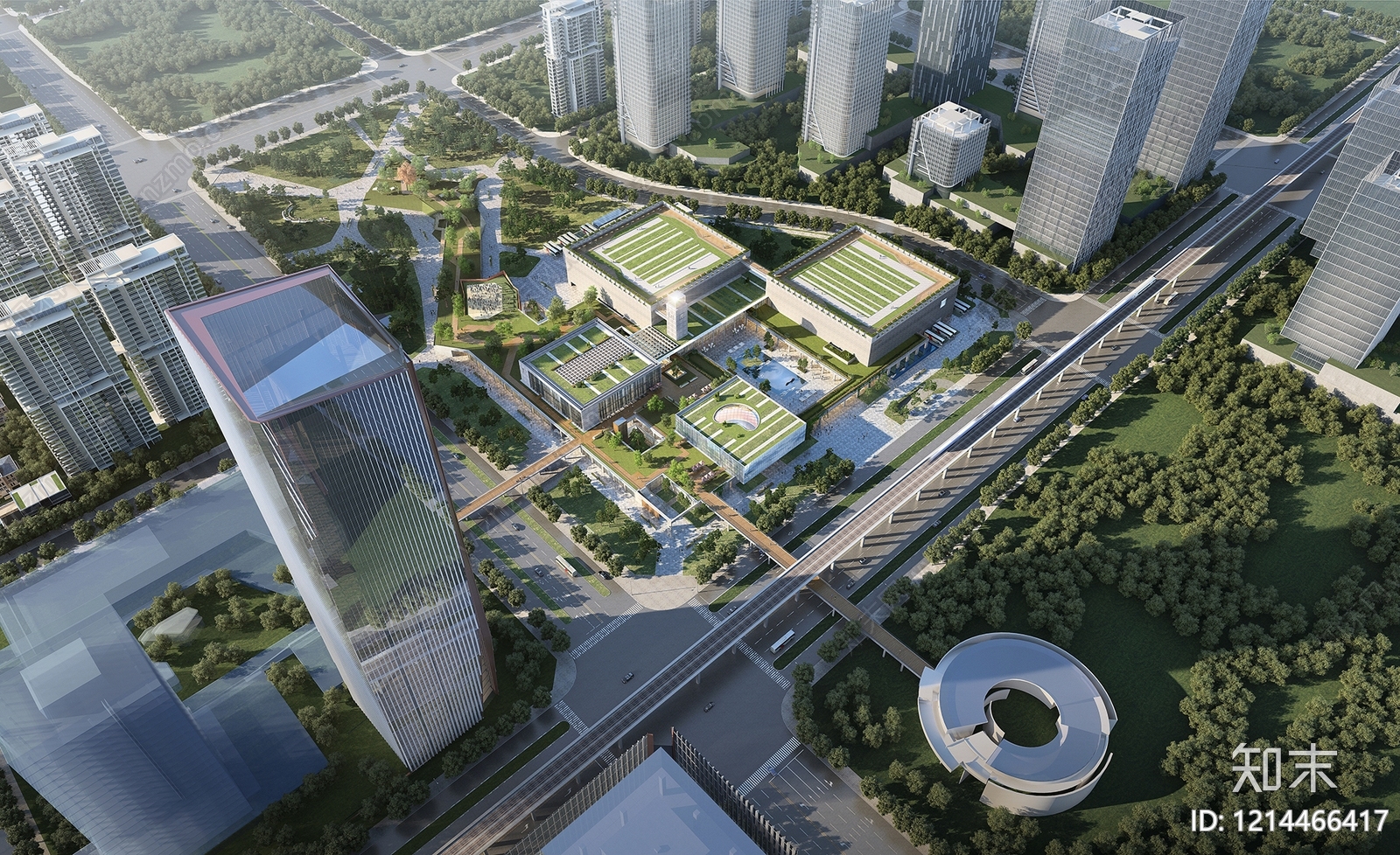 现代主义鸟瞰规划3D模型下载【ID:1214466417】