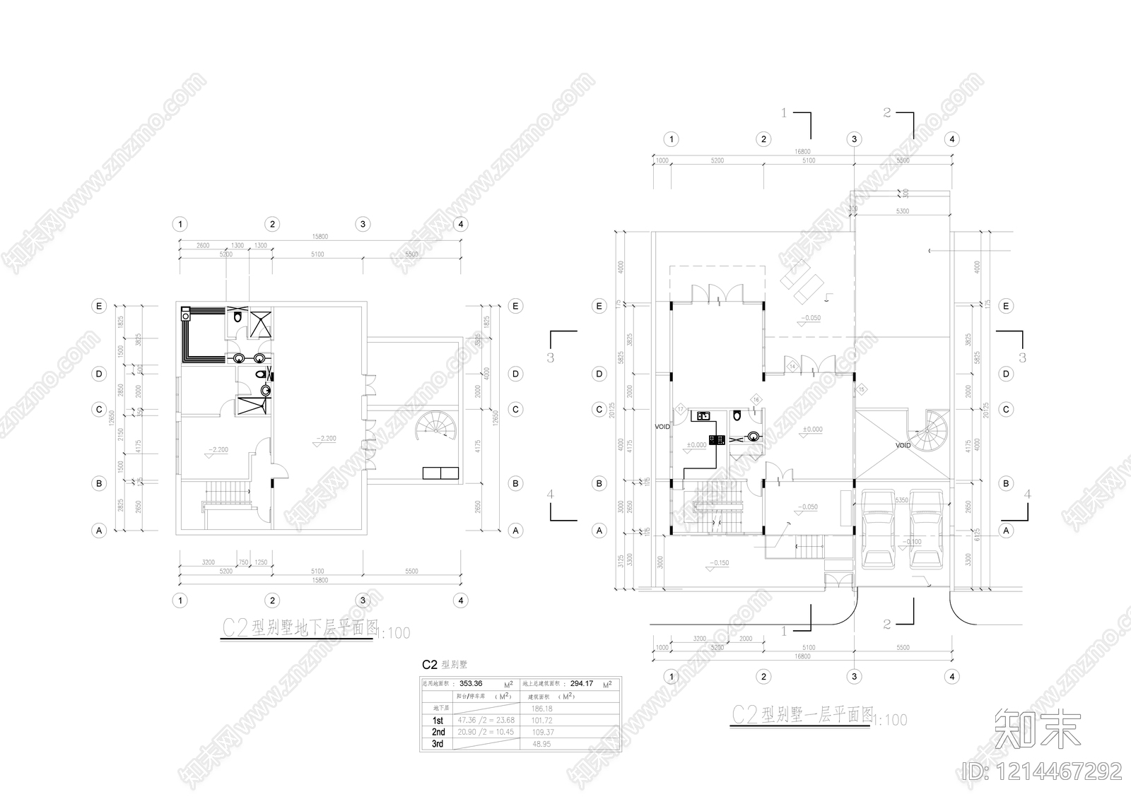 现代别墅建筑cad施工图下载【ID:1214467292】