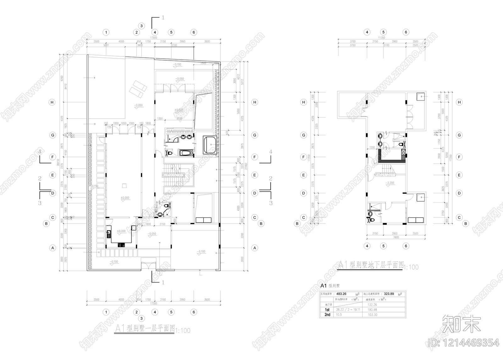 现代别墅建筑cad施工图下载【ID:1214469354】