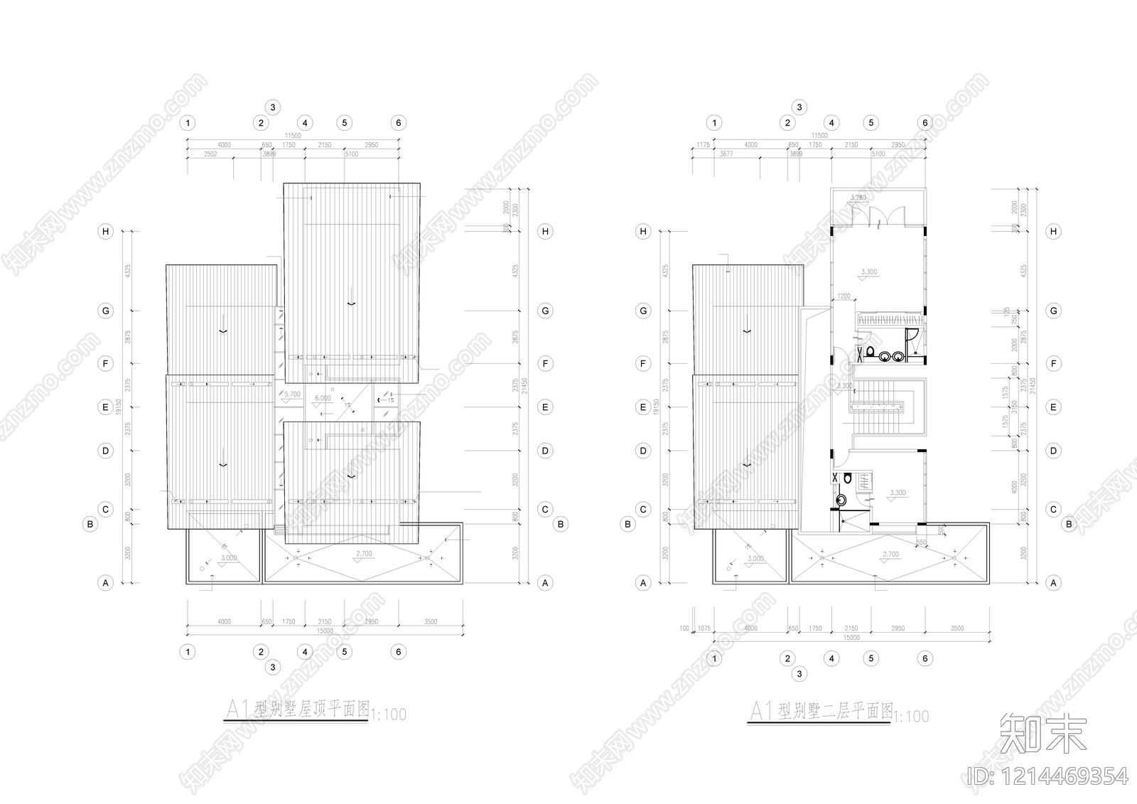 现代别墅建筑cad施工图下载【ID:1214469354】