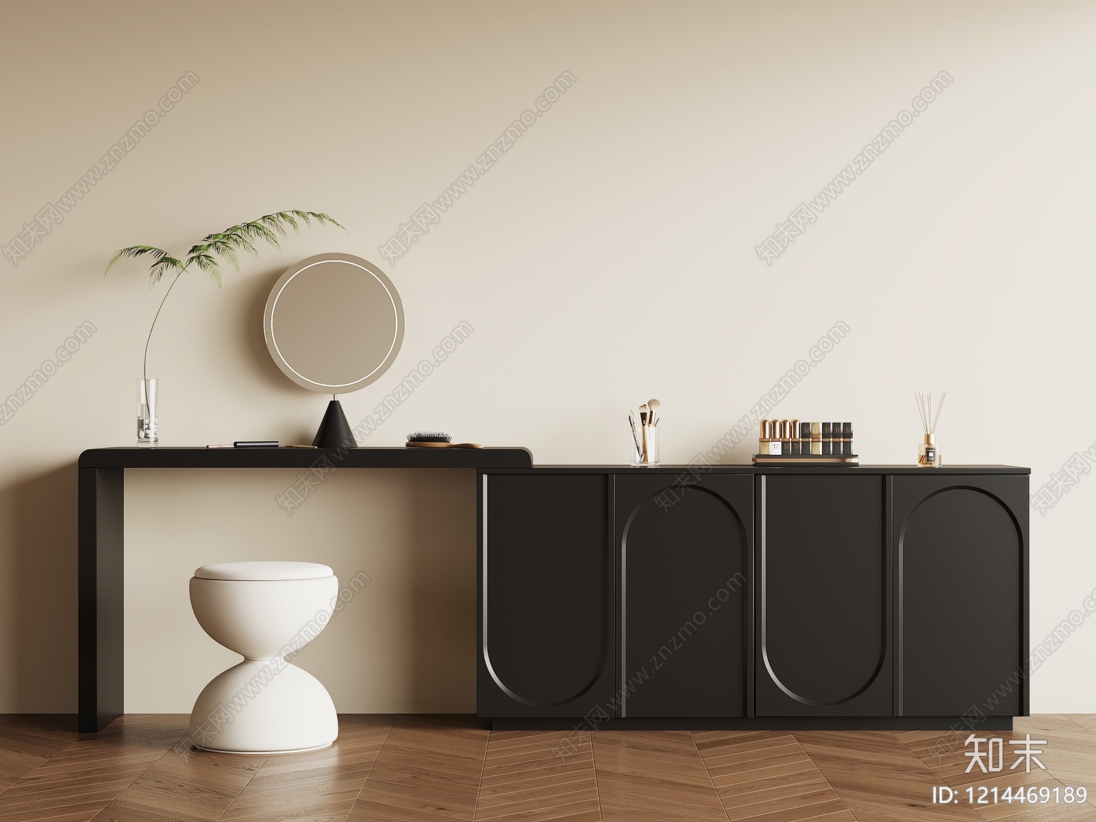 现代极简妆台妆凳3D模型下载【ID:1214469189】