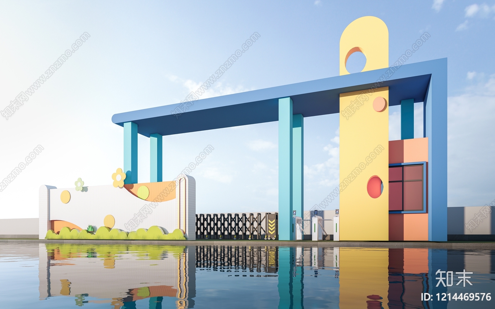 童趣风幼儿园大门SU模型下载【ID:1214469576】