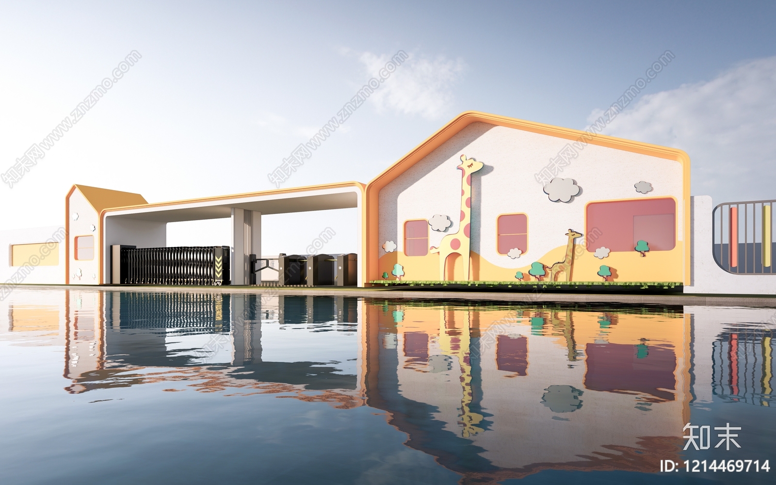 童趣风幼儿园大门SU模型下载【ID:1214469714】