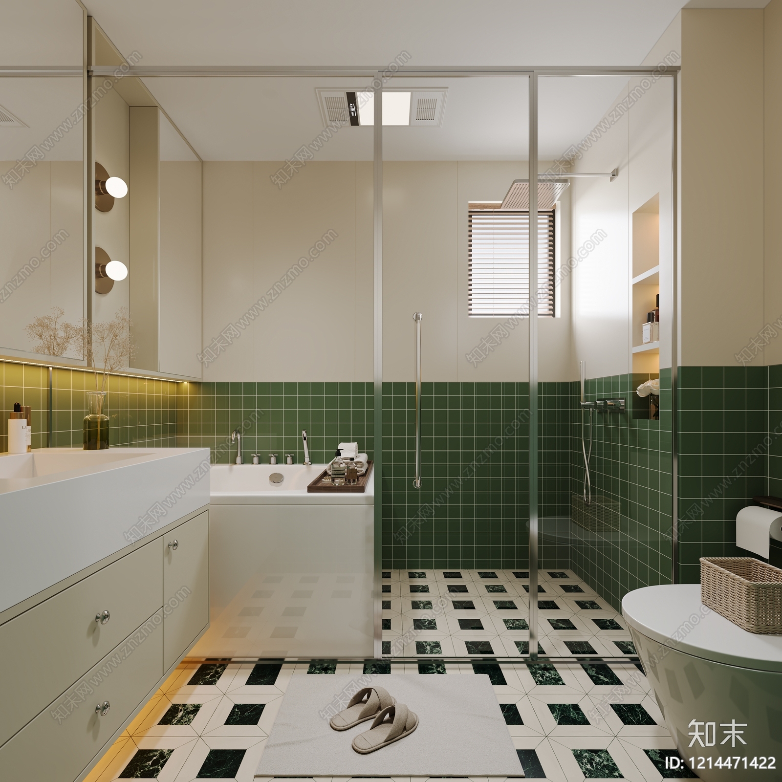 奶油风卫生间3D模型下载【ID:1214471422】