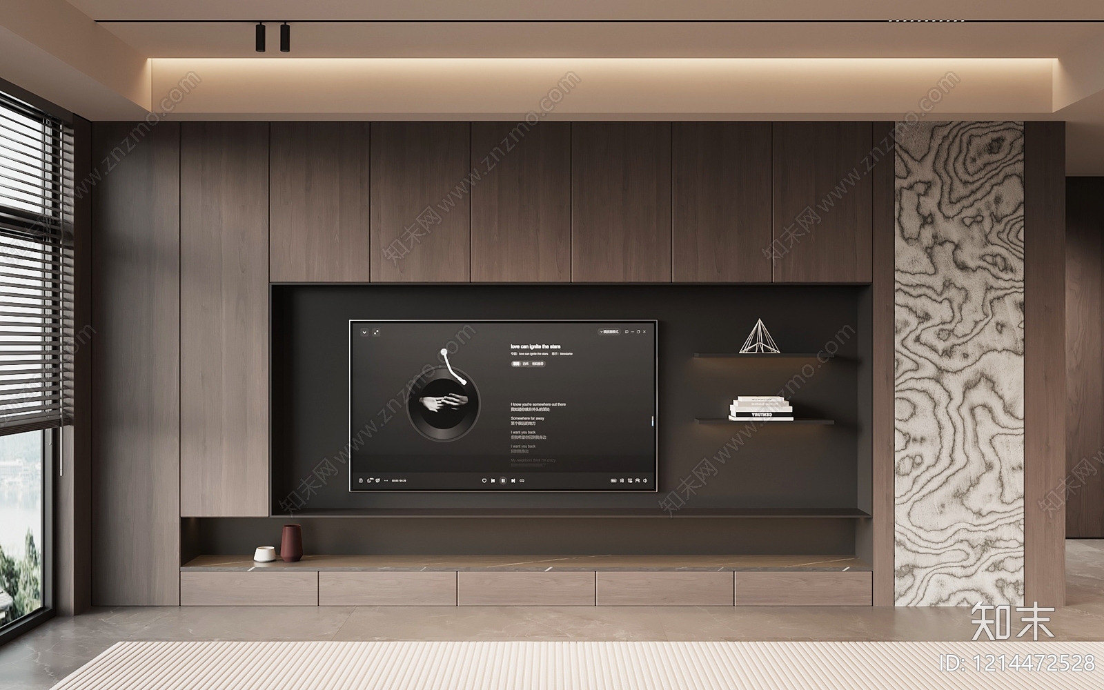 现代极简电视背景墙3D模型下载【ID:1214472528】