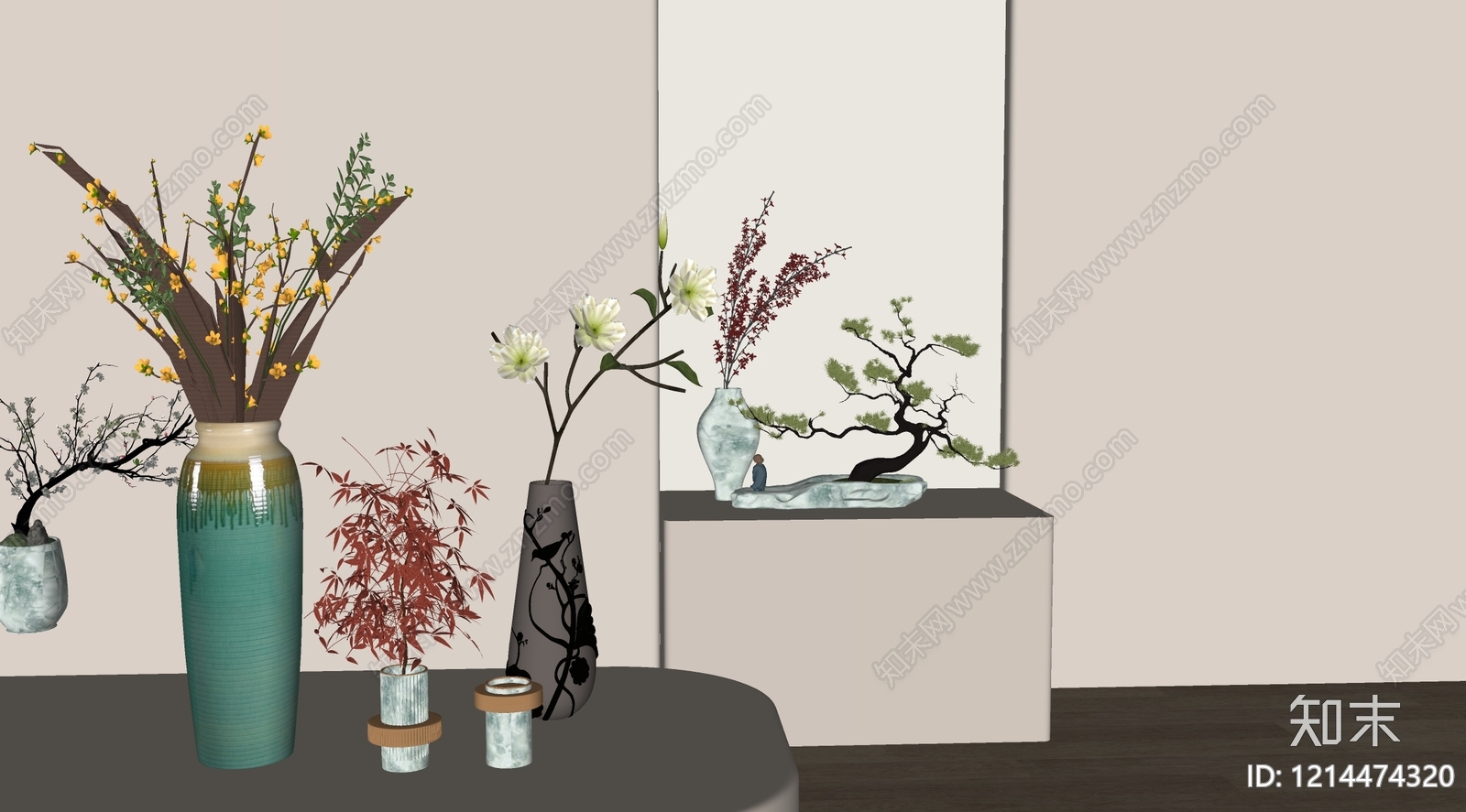 新中式摆件组合SU模型下载【ID:1214474320】