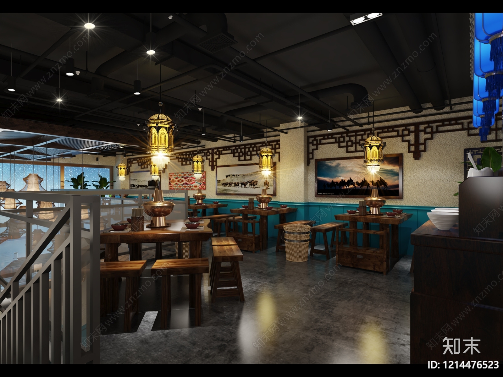 新中式火锅店3D模型下载【ID:1214476523】