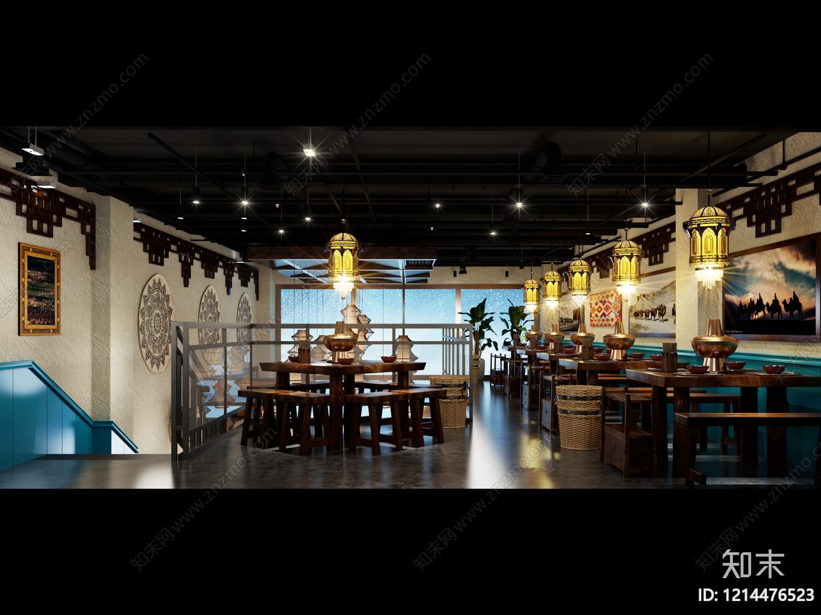 新中式火锅店3D模型下载【ID:1214476523】