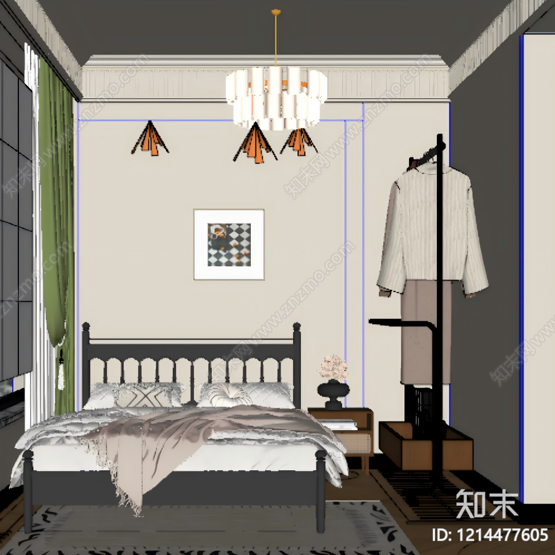 中古家居卧室SU模型下载【ID:1214477605】