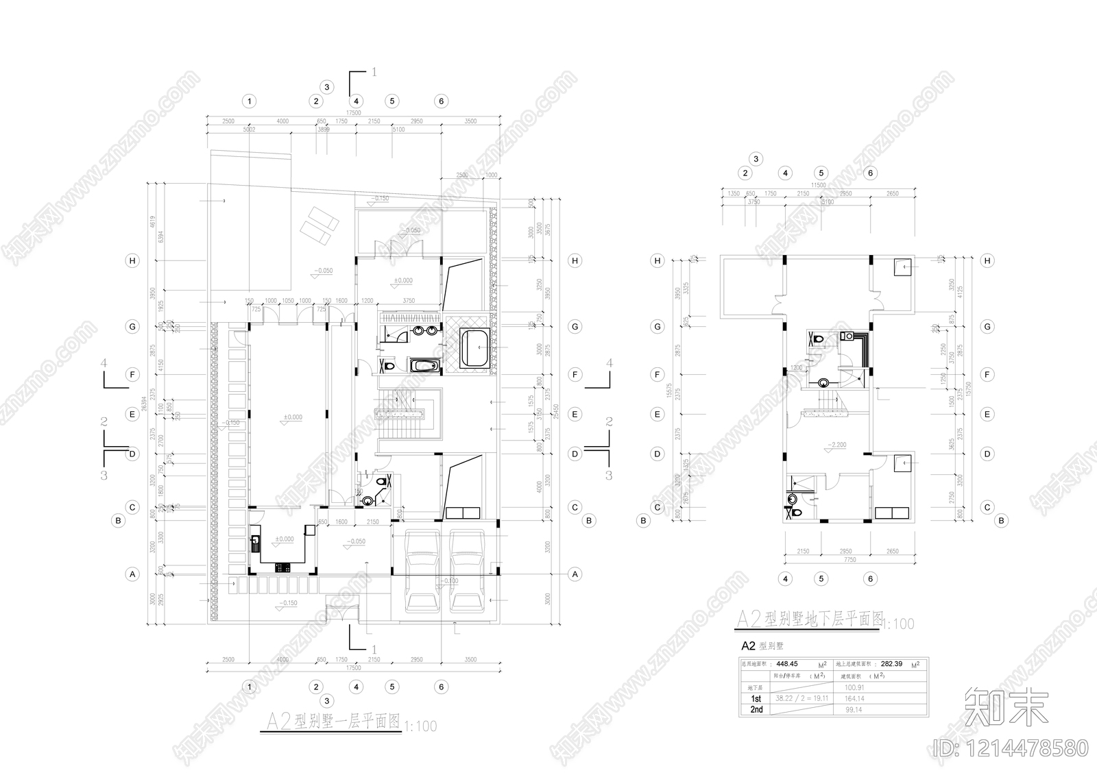 现代别墅建筑cad施工图下载【ID:1214478580】