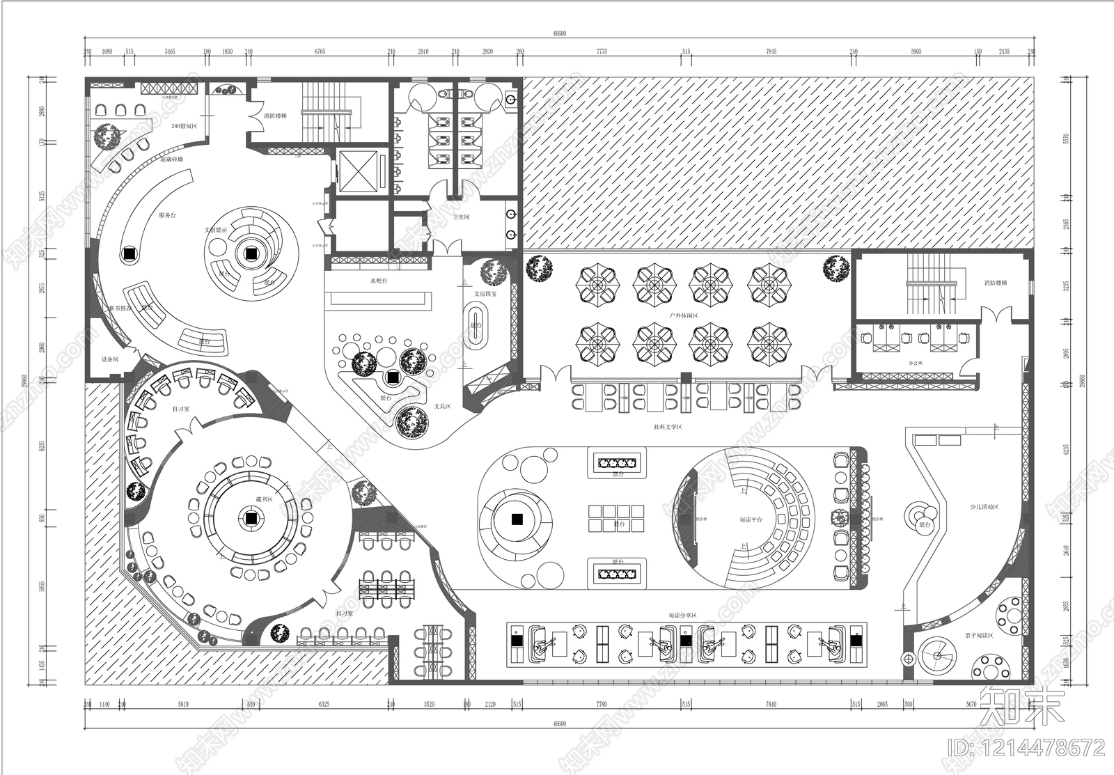 现代图书馆施工图下载【ID:1214478672】