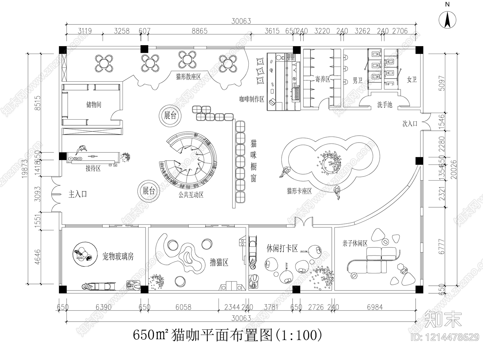 现代宠物店施工图下载【ID:1214478629】