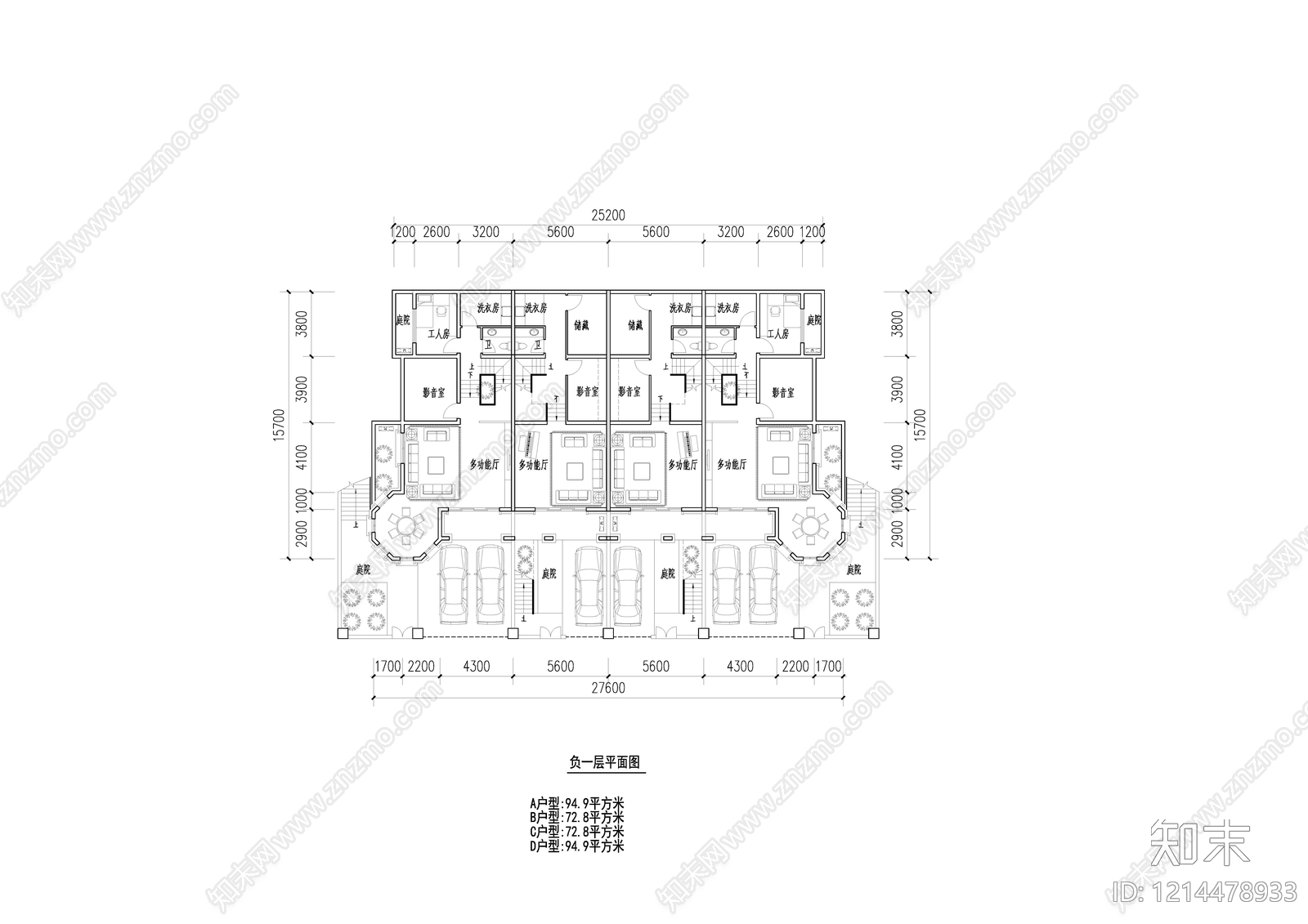 欧式别墅建筑cad施工图下载【ID:1214478933】