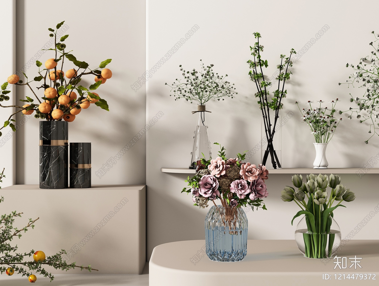 现代简约花艺3D模型下载【ID:1214479372】